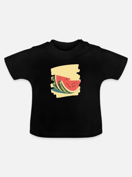 Wassermelone - Baby Bio-T-Shirt mit Rundhals - Schwarz