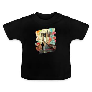 Brooklyn Bridge - Baby Bio-T-Shirt mit Rundhals - Schwarz - Vorne