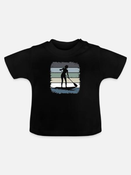 Stand Up Paddling - Baby Bio-T-Shirt mit Rundhals - Schwarz