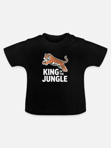 Dschungel-Königstiger-Illustration - Baby Bio-T-Shirt mit Rundhals - Schwarz