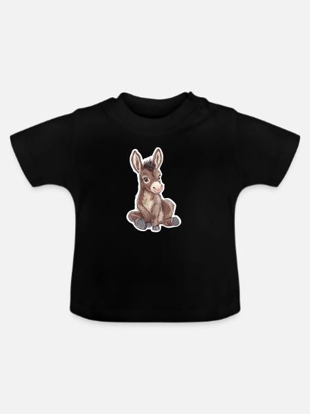 Esel - Baby Bio-T-Shirt mit Rundhals - Schwarz