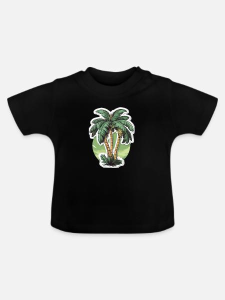 Palme - Baby Bio-T-Shirt mit Rundhals - Schwarz