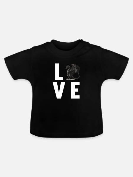 Drachen Drache - Baby Bio-T-Shirt mit Rundhals - Schwarz
