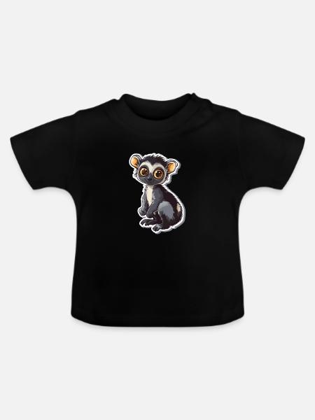 Lemur - Baby Bio-T-Shirt mit Rundhals - Schwarz