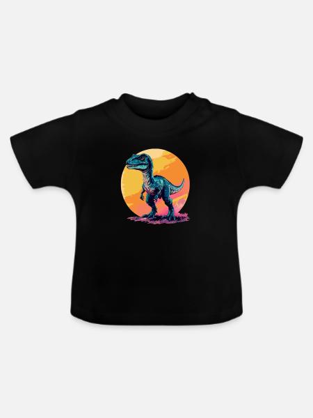 Dino Saurier Dinosaurier - Baby Bio-T-Shirt mit Rundhals - Schwarz