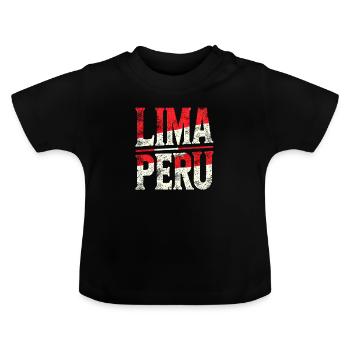 Lima Peru Retro Lettering - Baby Organic T-Shirt with Round Neck - black - Front