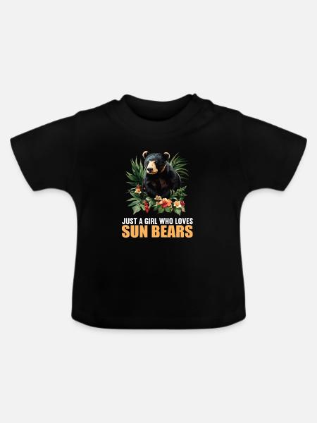 Sun Bear Malaienbär - Baby Bio-T-Shirt mit Rundhals - Schwarz