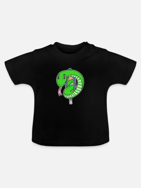 Niedliche Schlange - Baby Bio-T-Shirt mit Rundhals - Schwarz