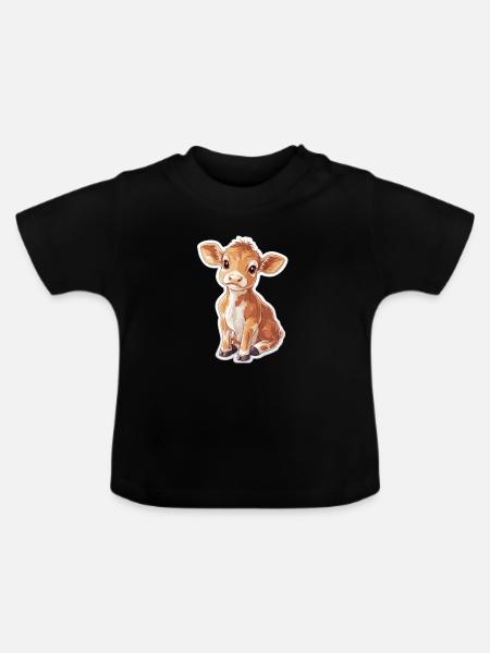 Kuh - Baby Bio-T-Shirt mit Rundhals - Schwarz