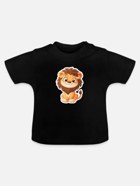 Löwe - Baby Bio-T-Shirt mit Rundhals - Schwarz