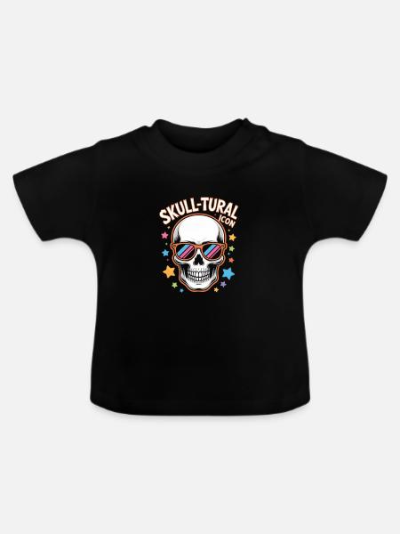 Halloween Skull Tural Icon Retro - Baby Bio-T-Shirt mit Rundhals - Schwarz
