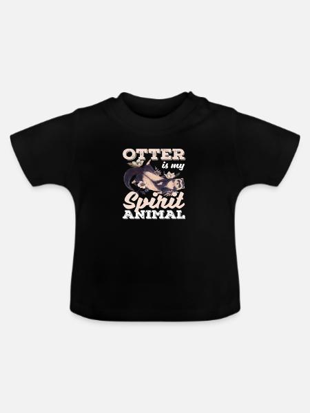 Seeotter Cartoon Spirtit Tierliebhaber - Baby Bio-T-Shirt mit Rundhals - Schwarz