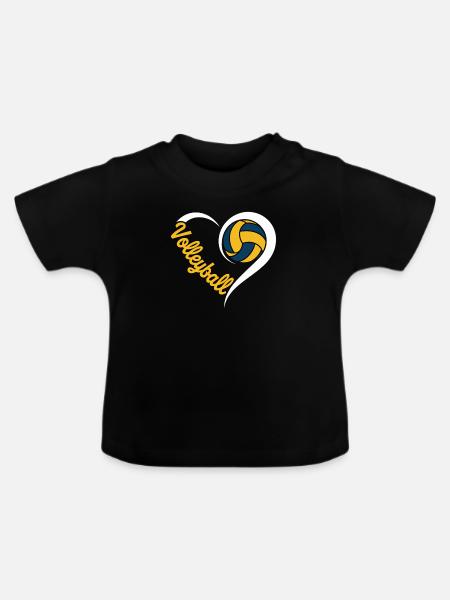 Volleyball Herz Volleyballer - Baby Bio-T-Shirt mit Rundhals - Schwarz