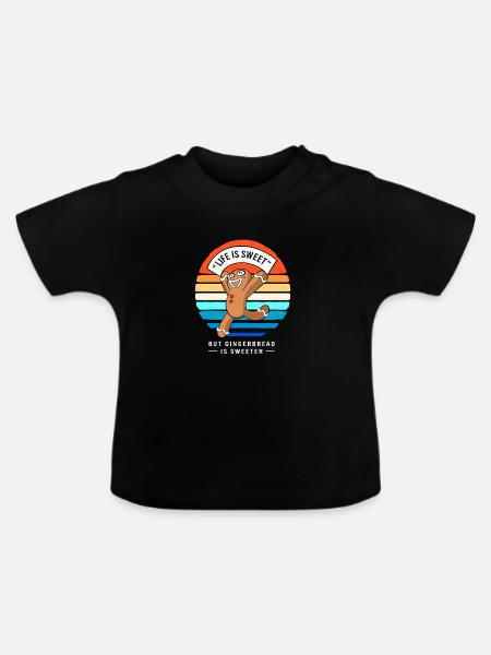 Lebkuchen Weihnachten Lebkuchenmann Gingerbread - Baby Bio-T-Shirt mit Rundhals - Schwarz