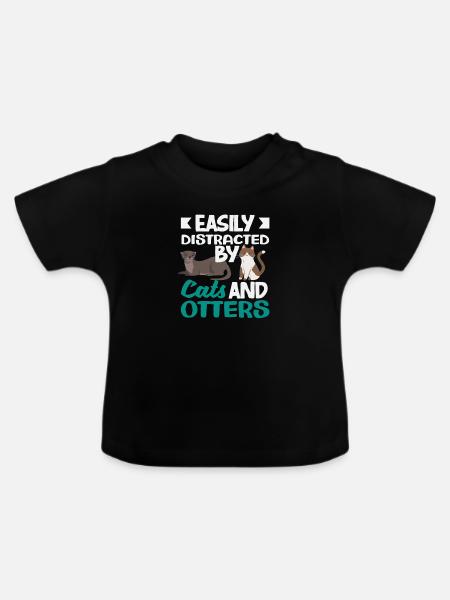 Seeotter Cartoon Katzen - Baby Bio-T-Shirt mit Rundhals - Schwarz