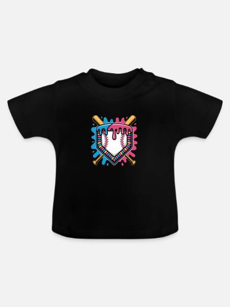 Baseball Home Plate Bats Farbsplash - Baby Bio-T-Shirt mit Rundhals - Schwarz