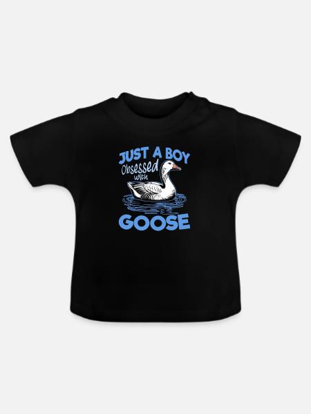 Funny Bird Goose - Baby Bio-T-Shirt mit Rundhals - Schwarz