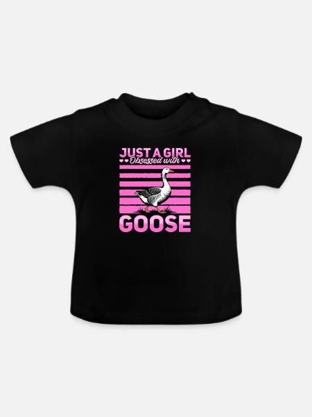 Funny Bird Goose - Baby Bio-T-Shirt mit Rundhals - Schwarz