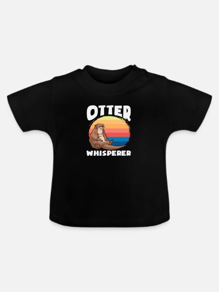 Seeotter Cartoon Retro Flüsterer - Baby Bio-T-Shirt mit Rundhals - Schwarz