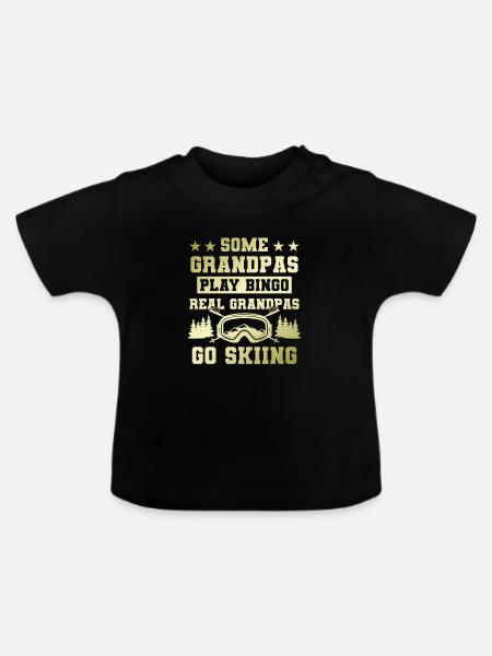 Großvater ski spruch - Baby Bio-T-Shirt mit Rundhals - Schwarz