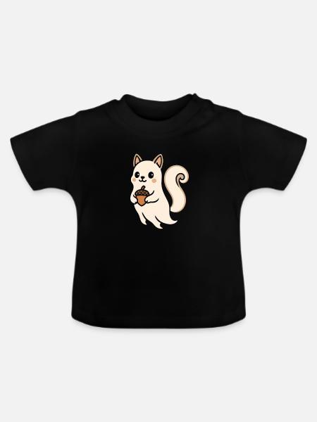 Eichhörnchen Emmi Akzent - Baby Bio-T-Shirt mit Rundhals - Schwarz