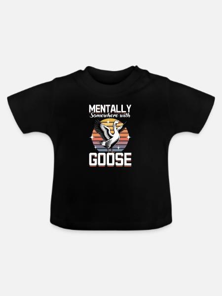 Funny Bird Goose - Baby Bio-T-Shirt mit Rundhals - Schwarz