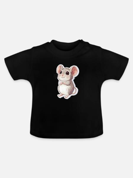 Maus - Baby Bio-T-Shirt mit Rundhals - Schwarz