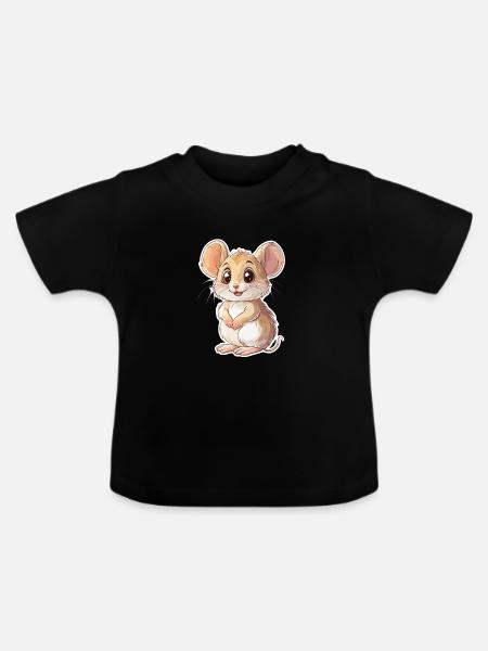 Maus - Baby Bio-T-Shirt mit Rundhals - Schwarz