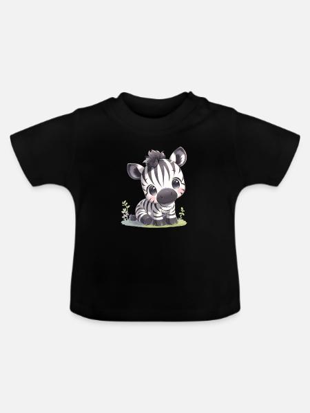 Zebras Zebra - Baby Bio-T-Shirt mit Rundhals - Schwarz