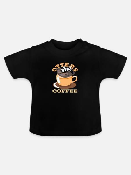 Kaffee Seeotter Cartoon - Baby Bio-T-Shirt mit Rundhals - Schwarz