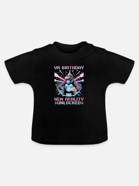Birthday Gamer VR - Baby Bio-T-Shirt mit Rundhals - Schwarz