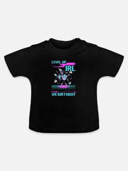 Birthday Gamer VR - Baby Bio-T-Shirt mit Rundhals - Schwarz