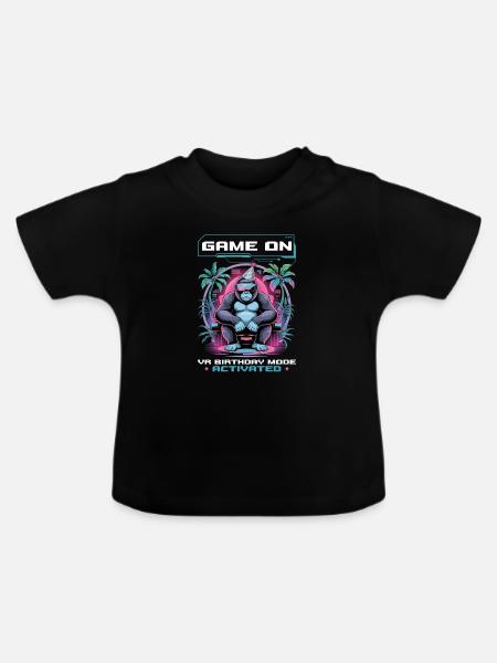Birthday Gamer VR - Baby Bio-T-Shirt mit Rundhals - Schwarz