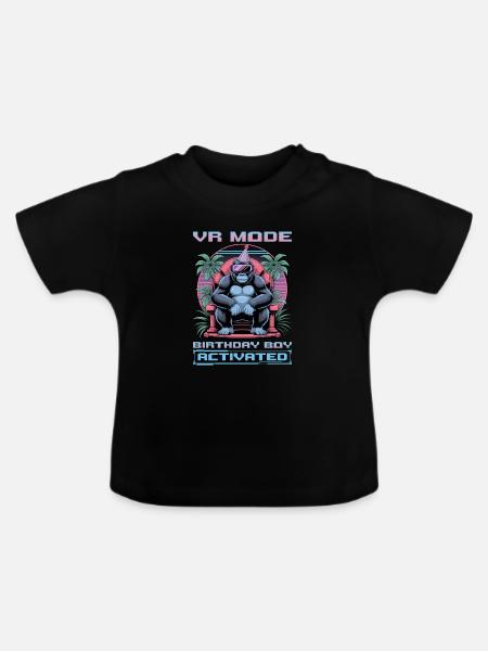 Birthday Gamer VR - Baby Bio-T-Shirt mit Rundhals - Schwarz