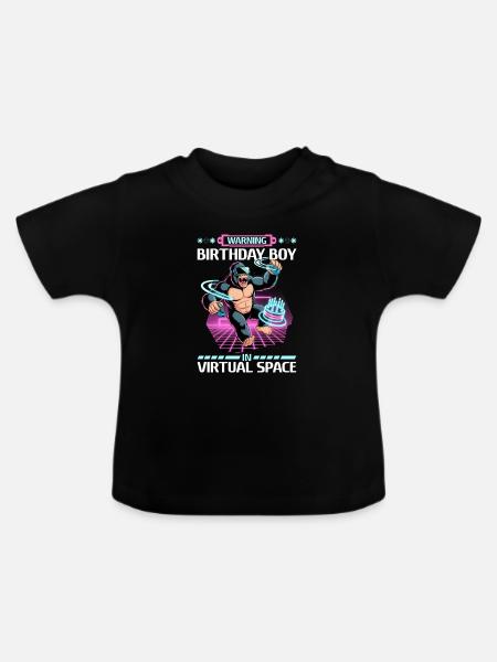 Birthday Gamer VR - Baby Bio-T-Shirt mit Rundhals - Schwarz
