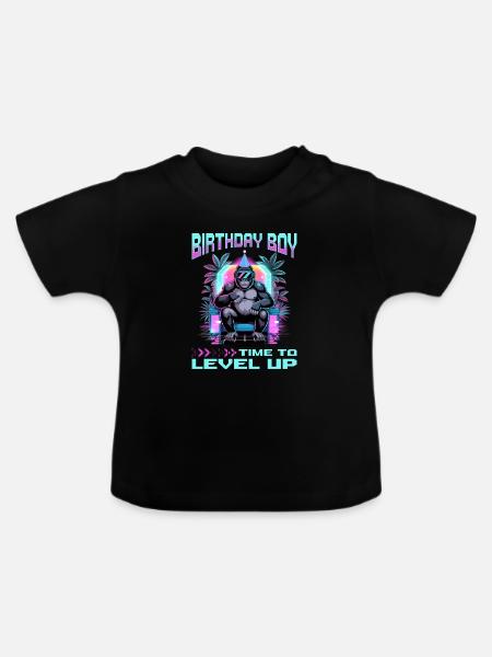 Birthday Gamer VR - Baby Bio-T-Shirt mit Rundhals - Schwarz
