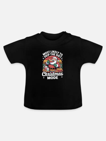 Weihnachtsmodus Diät Auslassen - Baby Bio-T-Shirt mit Rundhals - Schwarz