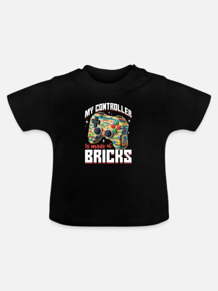 Building Blocks Gamer Gaming Brick Builder - Baby Bio-T-Shirt mit Rundhals - Schwarz