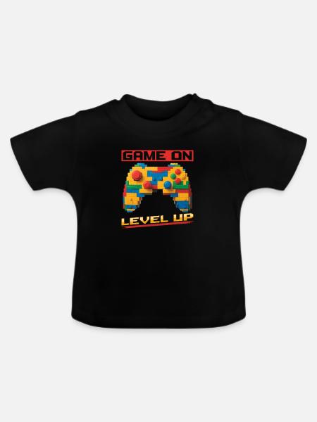 Building Blocks Gamer Gaming Brick Builder - Baby Bio-T-Shirt mit Rundhals - Schwarz