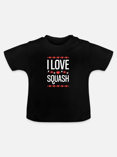 I Love Squash Herz Design - Baby Bio-T-Shirt mit Rundhals - Schwarz