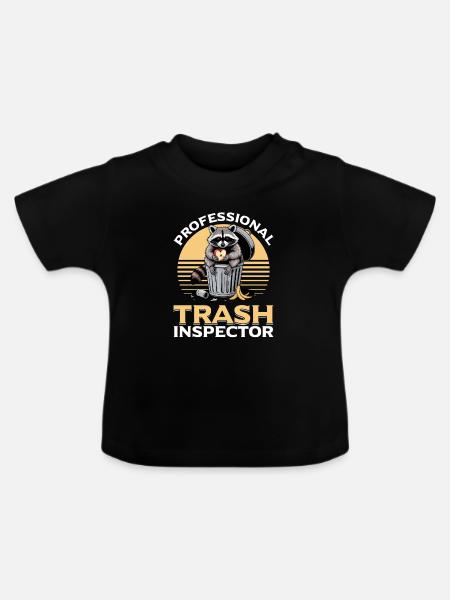 Funny Raccoon - Baby Bio-T-Shirt mit Rundhals - Schwarz
