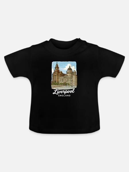 Liverpool England - Baby Bio-T-Shirt mit Rundhals - Schwarz