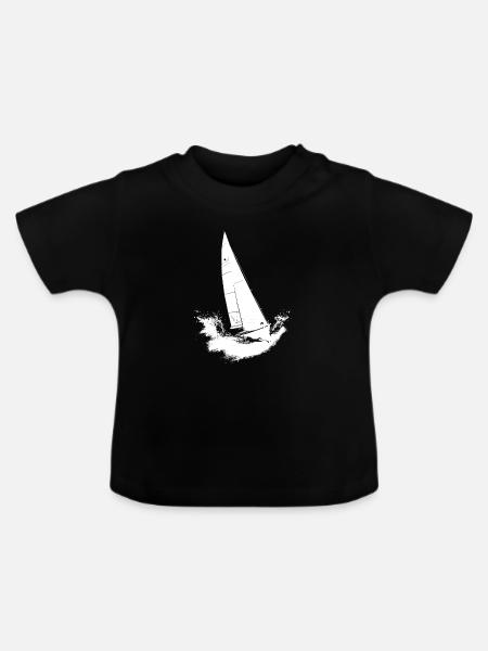 Segelboot Kunstwerk Matrose - Baby Bio-T-Shirt mit Rundhals - Schwarz