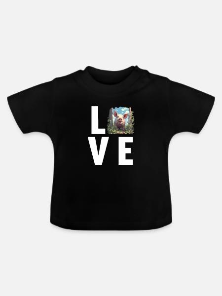 Schweine Schwein - Baby Bio-T-Shirt mit Rundhals - Schwarz