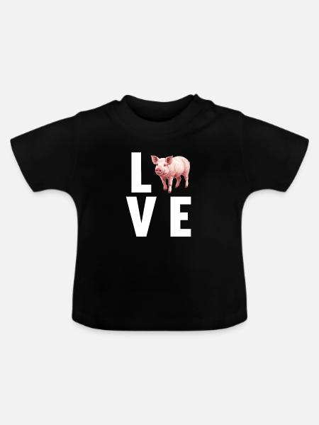 Schweine Schwein - Baby Bio-T-Shirt mit Rundhals - Schwarz
