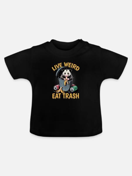 Funny Opossum - Baby Bio-T-Shirt mit Rundhals - Schwarz