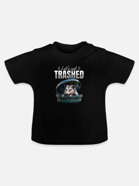 Funny Opossum - Baby Bio-T-Shirt mit Rundhals - Schwarz