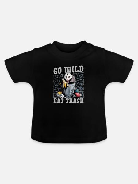 Funny Opossum - Baby Bio-T-Shirt mit Rundhals - Schwarz