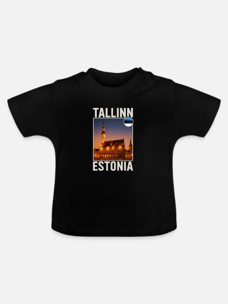 Tallinn Estland - Baby Bio-T-Shirt mit Rundhals - Schwarz