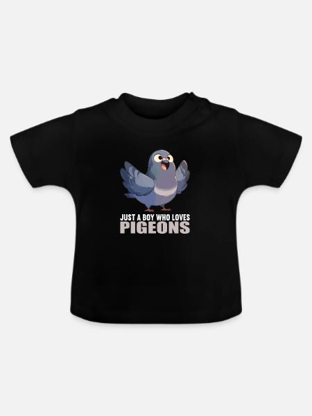 Tauben Taube - Baby Bio-T-Shirt mit Rundhals - Schwarz